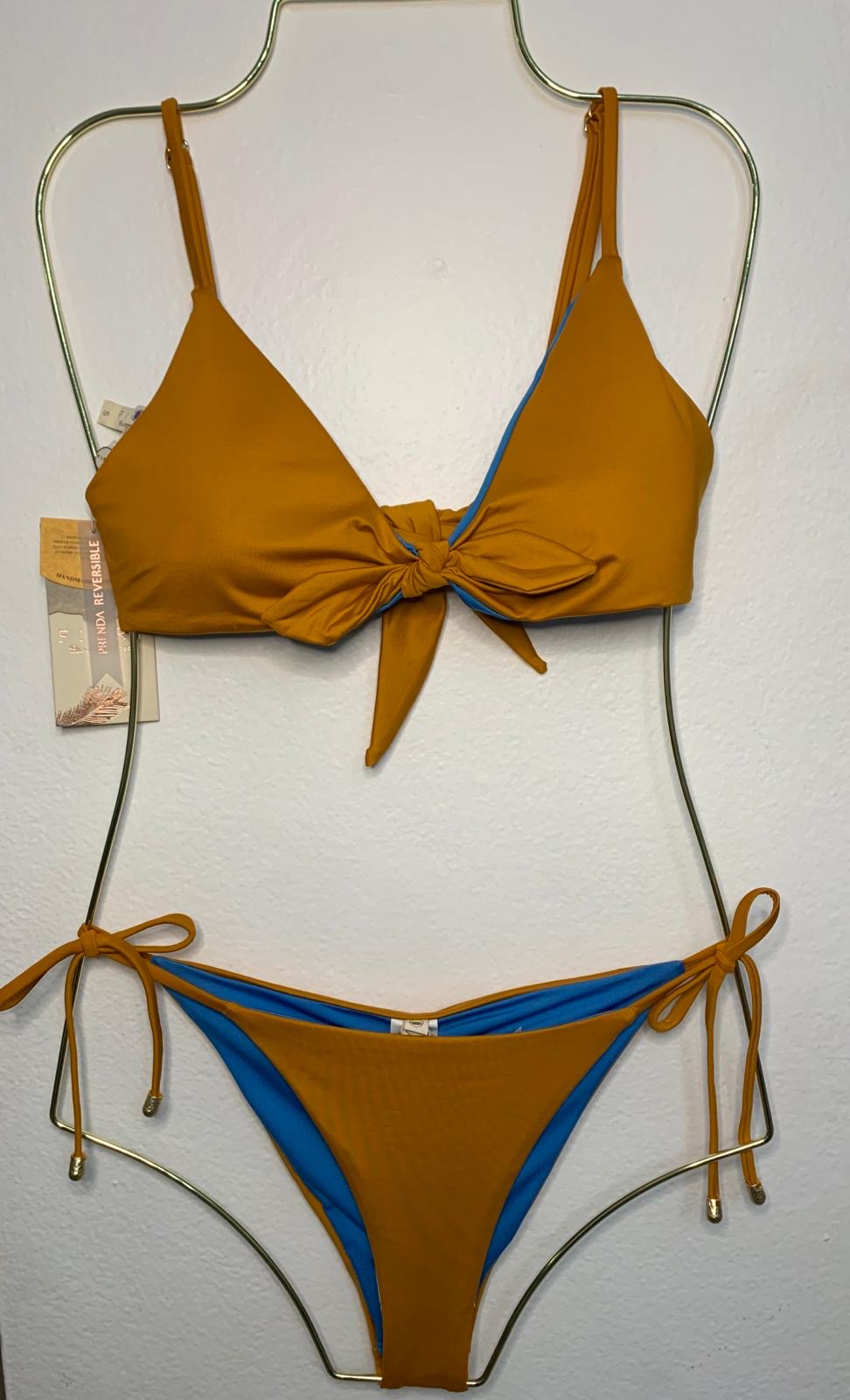 Bikini reversible Mostaza/Azul