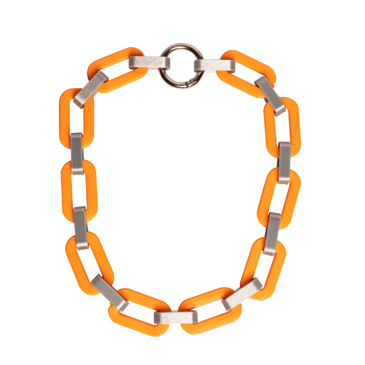 CHUKY CHAIN NECKLACE - Orange/Silver