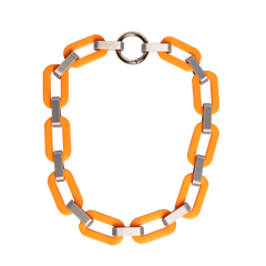 CHUKY CHAIN NECKLACE - Orange/Silver