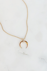 CZ Horn Necklace - Gold