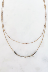 Natural Stone Layer Necklace - labradorite